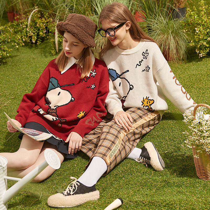 [史努比联名]唐狮2021春秋新款 唐狮喜之乐毛衣