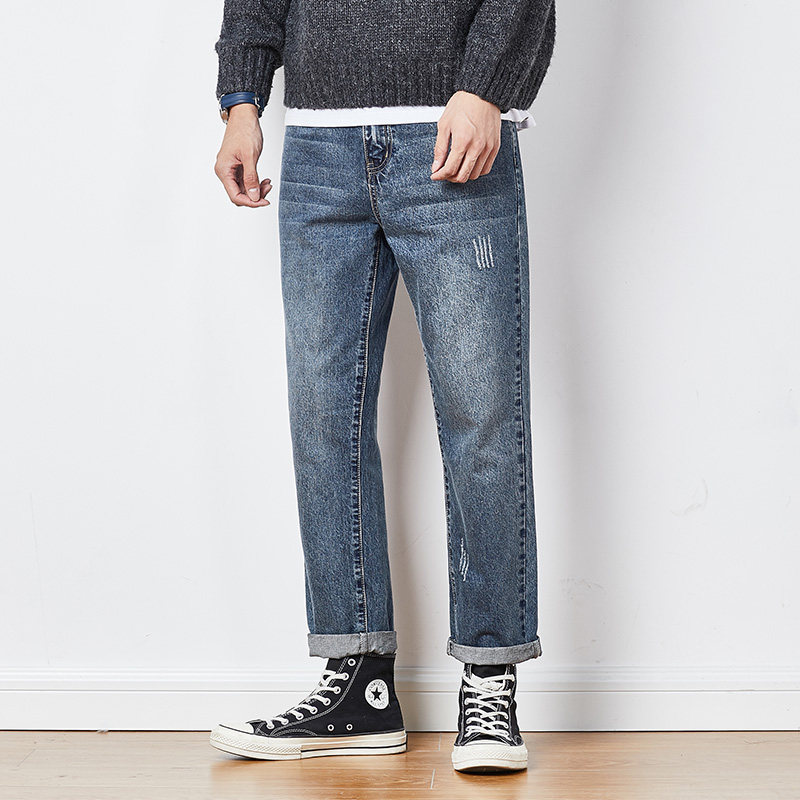 唐狮男2021春秋新款韩版水洗裤子 唐狮喜之乐牛仔裤