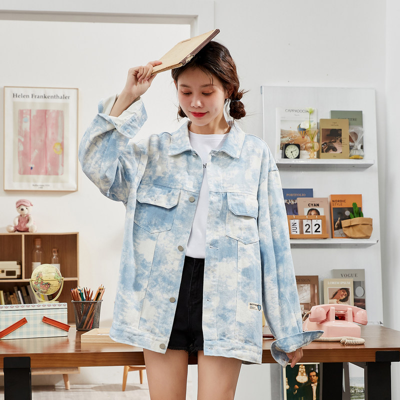 唐狮牛仔2021新款春秋短款牛仔衣 唐狮喜之乐短外套