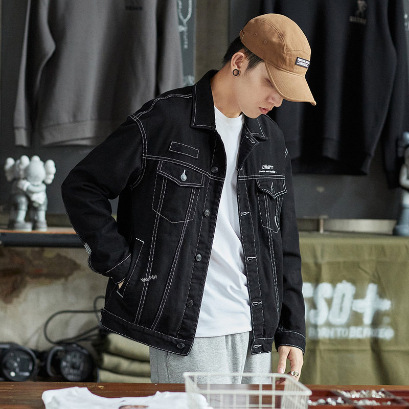 唐狮2021秋装新款男牛仔宽松夹克 唐狮喜之乐夹克