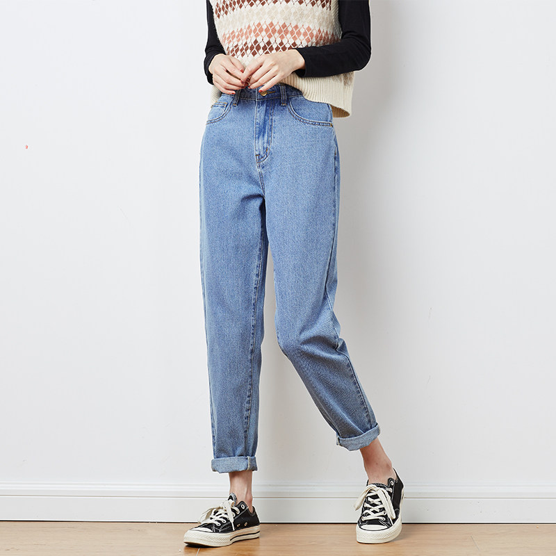 唐狮春秋新款哈伦直筒宽松牛仔裤 唐狮牛仔裤