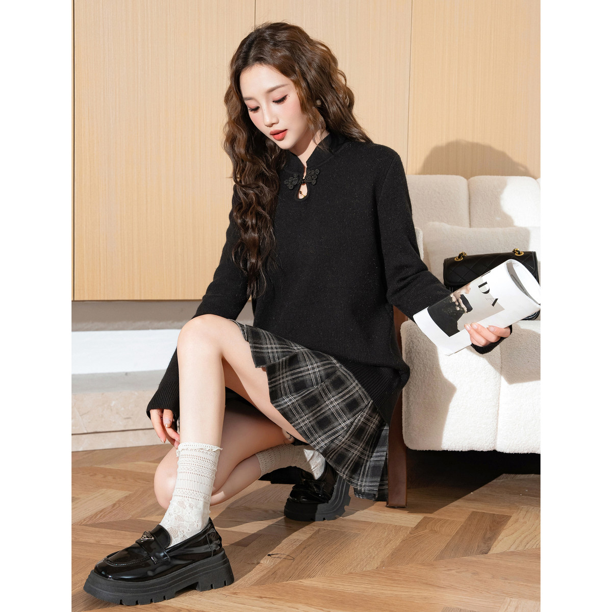 唐狮新款秋冬打底衫女立领内搭加绒毛线衫中国风宽松上衣爆款,淘宝优惠券,粉丝福利购,淘宝优惠卷