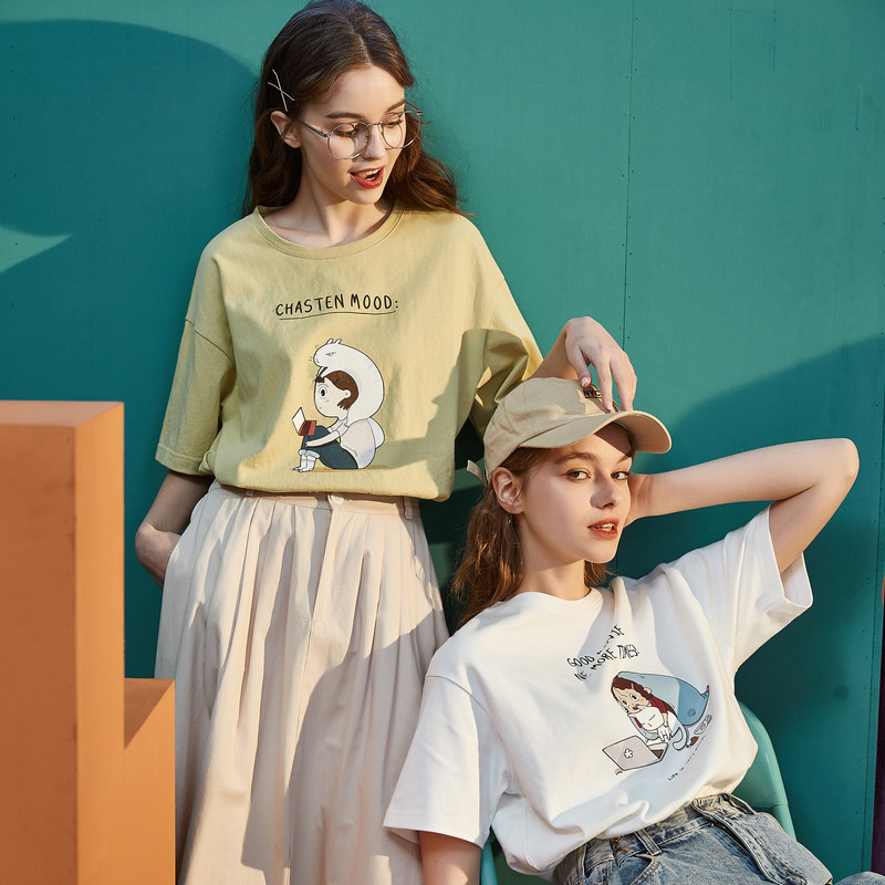 唐狮2020春夏新款白色印花网红t恤 唐狮喜之乐T恤