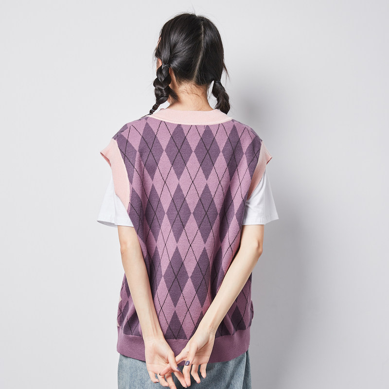 唐狮秋冬新款图案提花套头毛衫背心 唐狮毛针织衫