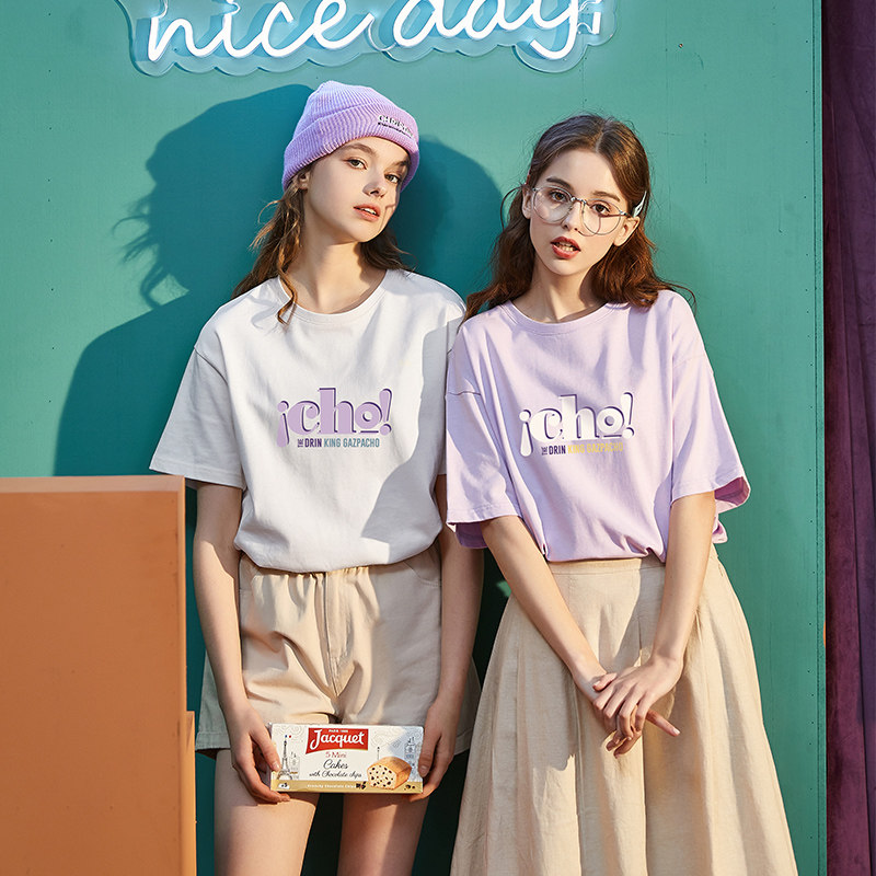 唐狮2020夏新款短袖女韩版宽松t恤 唐狮喜之乐T恤