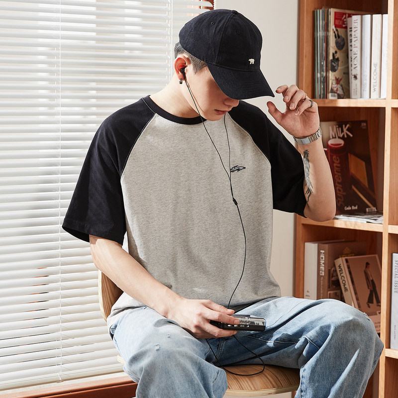 唐狮2023年夏季新款拼接纯棉男t恤 唐狮T恤