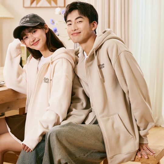 Tangshi spring and autumn new couple hooded sweatshirt men's casual long-sleeved cardigan jacket women's couple wear trendy