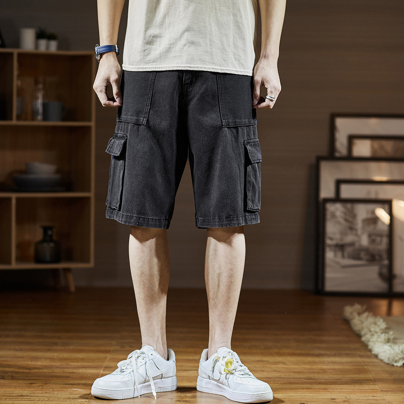 唐狮2020夏季新款牛仔宽松潮中短裤 唐狮天悦牛仔裤