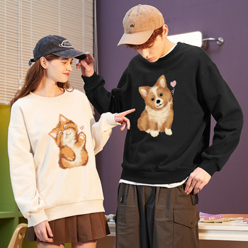 Tangshi 2024 Spring and Autumn New Couple Sweater Men's Loose Jacket Round Neck Sweater Women's Cute Couple Wear Trendy