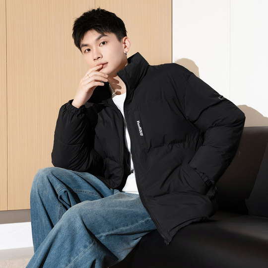 Tangshi осенне-зимняя утолщенная теплая хлопковая куртка с воротником-стойкой, хлопковое пальто, мужское свободное пальто, утепленная куртка, молодежный тренд