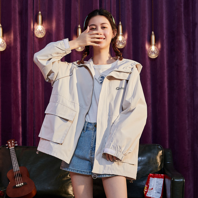 唐狮2020秋装新款盐系外套女宽松 唐狮天悦短外套