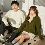 Демисезонная парная одежда для влюбленных, трикотажный свитер подходит для мужчин и женщин, круглый воротник, оверсайз