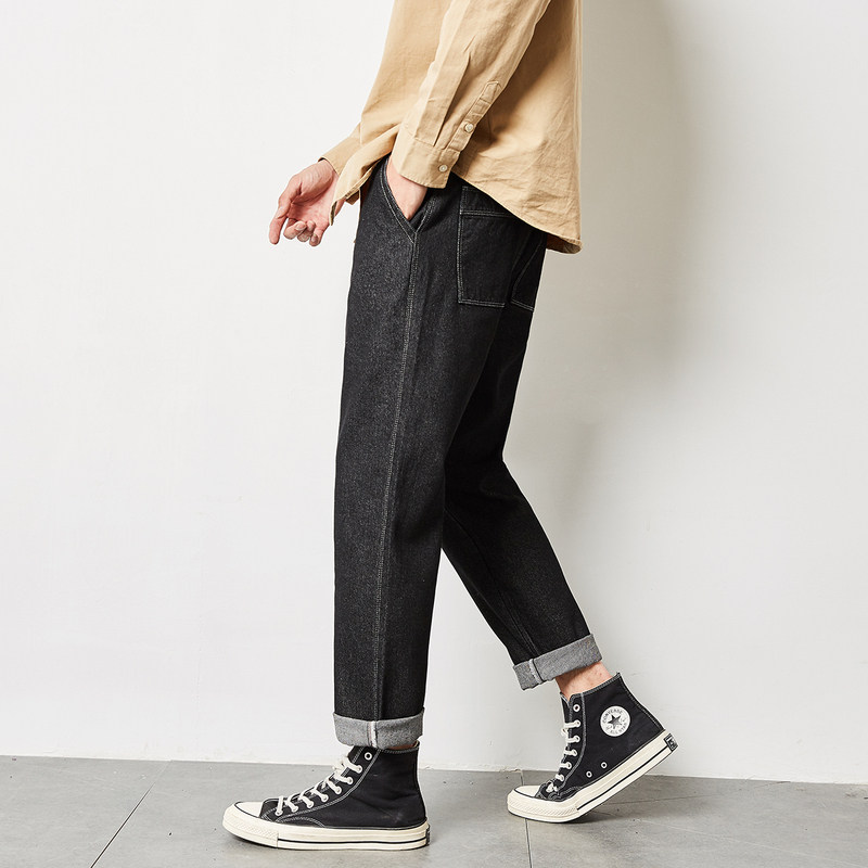 唐狮2020冬新款宽松直筒男士牛仔裤 唐狮喜之乐牛仔裤