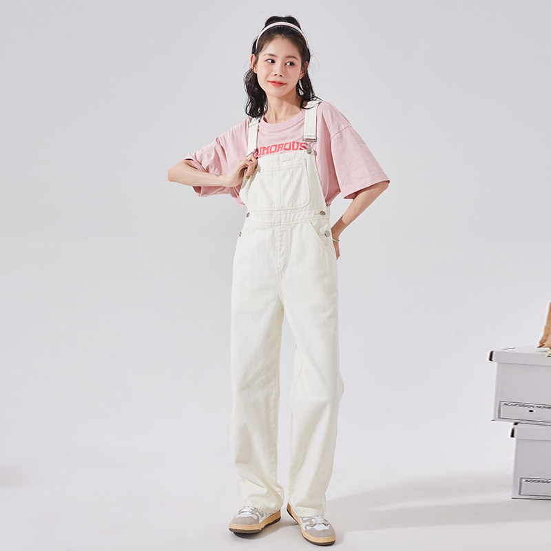 唐狮2022春夏新款背带阔腿牛仔裤 唐狮牛仔裤