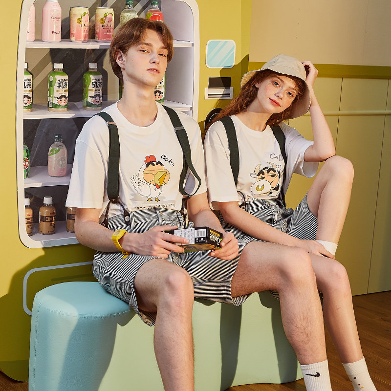 唐狮情侣装t恤2021夏新款t打底衫 唐狮喜之乐T恤