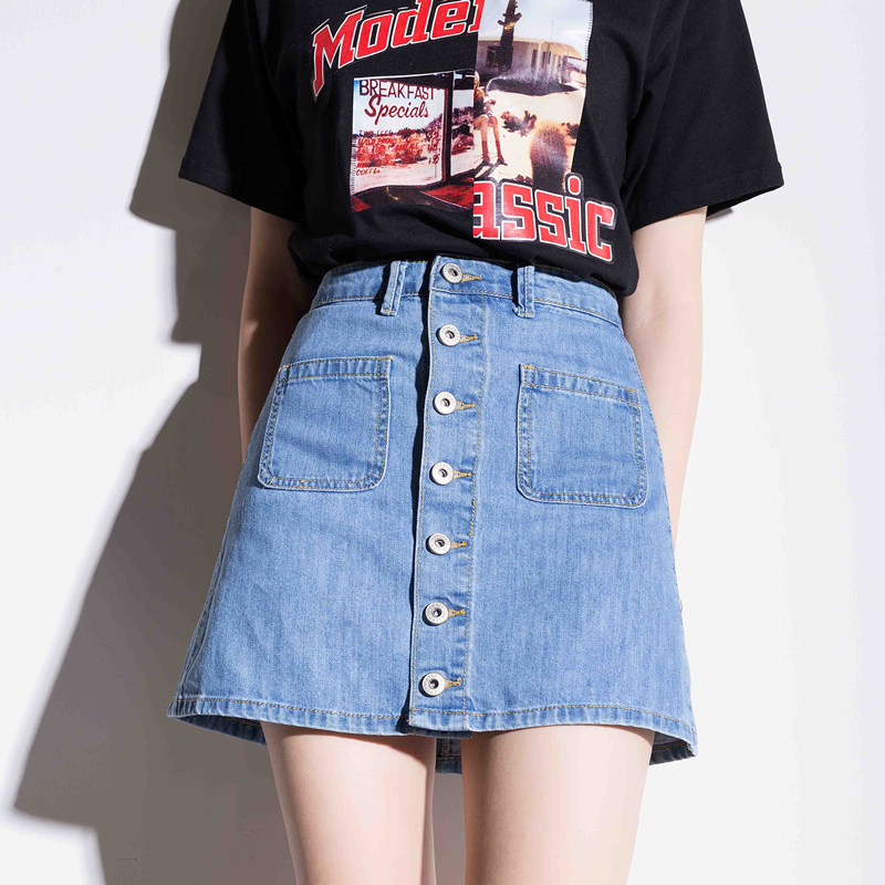唐狮官方旗舰店牛仔裙女夏潮a字裙 唐狮喜之乐半身裙