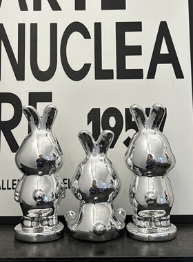 创意北欧兔子摆件轻奢高档玄关客厅电视酒柜书柜装饰品办公室摆设
