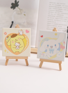 招财HelloKitty学生桌面装饰摆台迷你油画插画创意摆件卡通家居