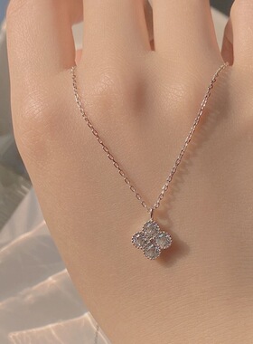 s925纯银四叶草项链女小众气质锁骨链法式设计感热销新款饰品
