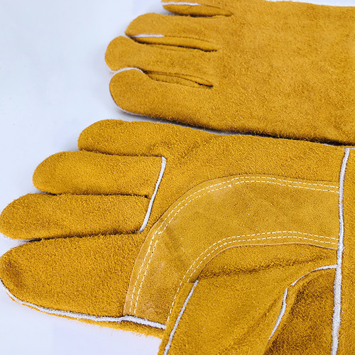 工友隔热加托焊工手套牛皮双层加厚手套船厂电焊手套工友电焊手套 - 图0