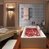 KASARO Серый белый древесный зерно мраморная плитка ванная комната каменная мозаика на стенах ванной