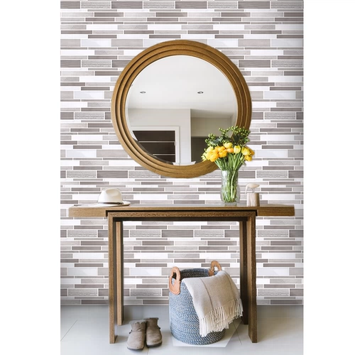 KASARO Серый белый древесный зерно мраморная плитка ванная комната каменная мозаика на стенах ванной