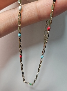 锦绣微光 纯铜滴油项链锁骨链细项链短项链