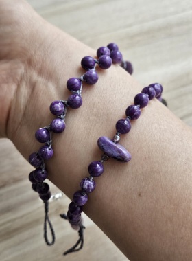 锦绣微光‖原创设计串珠手串天然紫龙晶手串手工编织手链实物拍摄