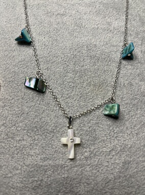 贝壳项链毛衣链十字架项链材质铁