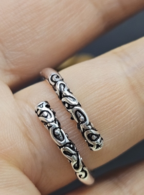 做旧925银戒指金箍棒戒指情侣戒可调节编号110