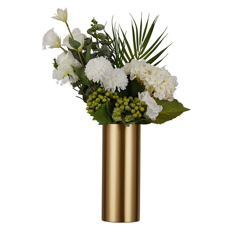 北欧黄铜现代简约轻奢花瓶摆件金属插花器高档级感客厅餐桌面装饰
