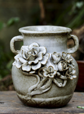 花瓶陶瓷浮雕新中式风实用工艺品