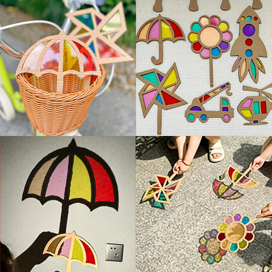 Colored cellophane children's kindergarten handmade cards