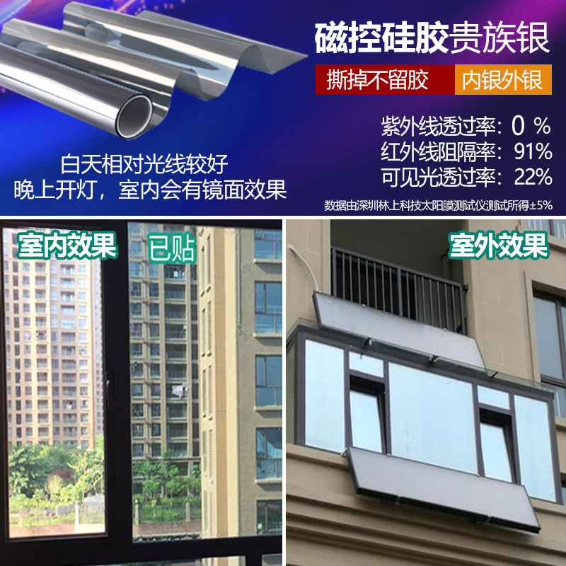 银色镜面反光玻璃贴膜家用高清全身软镜子单向反射窗贴纸浴室装饰 - 图0