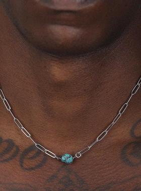 LUXTA原创 绿松石项链嘻哈男 高级感锁骨链民族不掉色时尚女同款