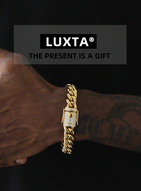 LUXTA男钛钢嘻哈古巴金色手链