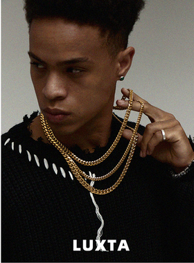 金色古巴链项链高级感嘻哈潮