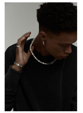 LUXTA原创 天然珍珠拼接链嘻哈男高级感女小众链条美式项链锁骨链