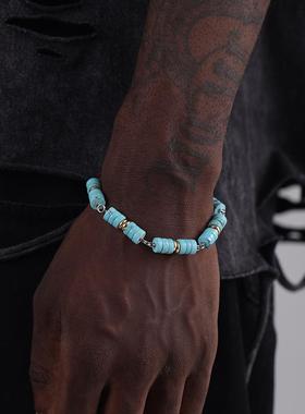 LUXTA原创 绿松石手链嘻哈男 高级感手饰时尚个性设计潮流单品