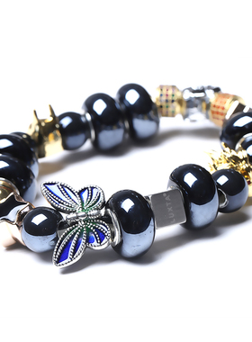 黑色陶瓷珠手链嘻哈男