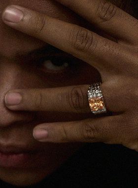 luxta银戒指黄钻宝石纯银指环