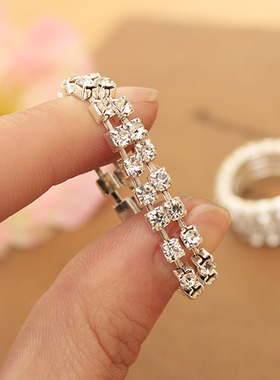 0838义乌饰品潮女钟指环闪钻弹力