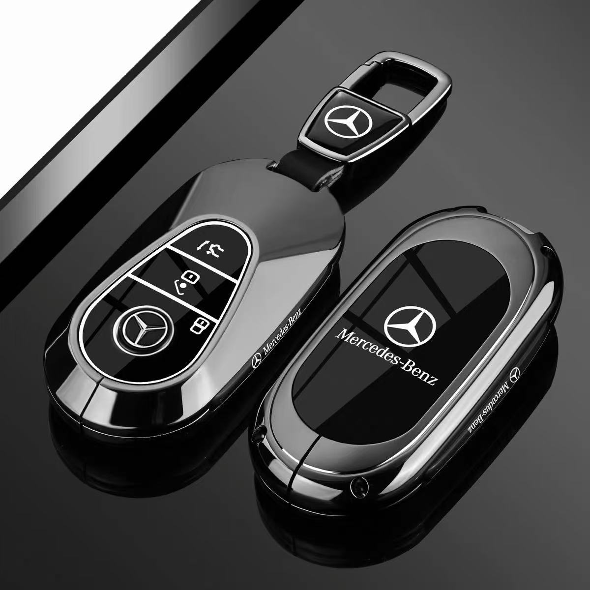 适用奔驰C200L钥匙套A180/E300L/GLC260/GLA/GLB车S级B包V扣GLE壳 - 图1