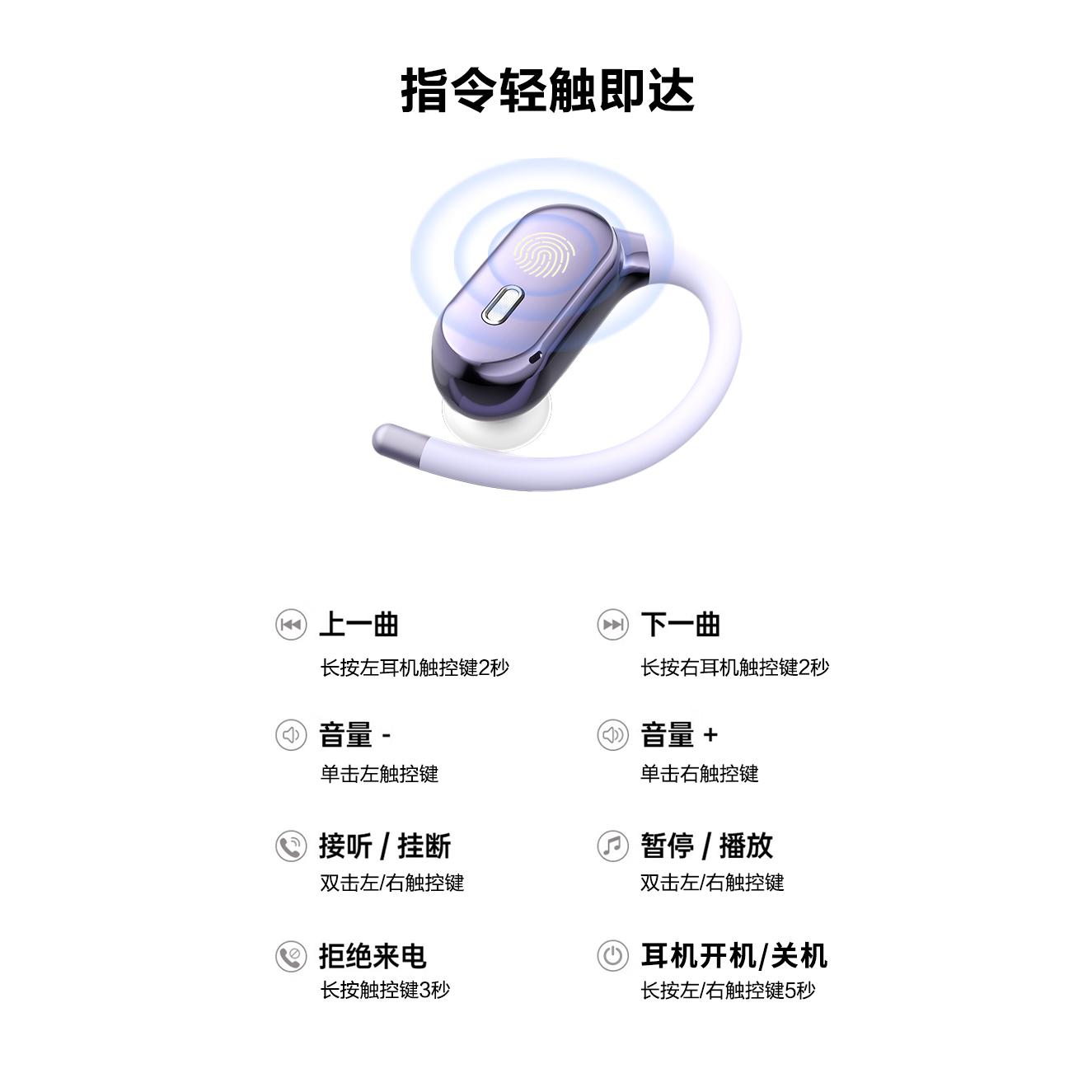 纽曼R7骨传导概念开放式蓝牙耳机无线不入耳挂耳运动跑步通话降噪