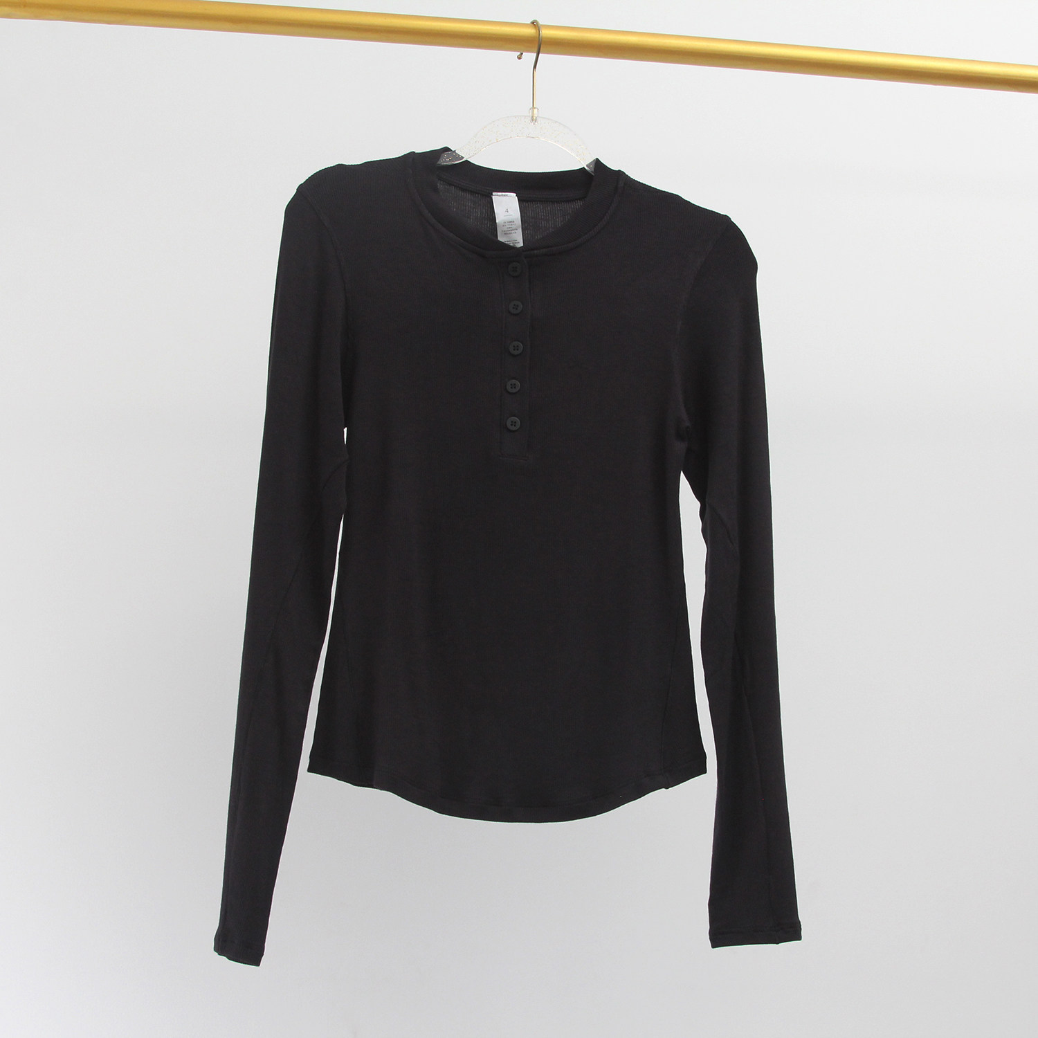 女士长袖亨利衫空气感健身T恤女修身通勤打底瑜伽普拉提运动上衣,淘宝优惠券,粉丝福利购,淘宝优惠卷