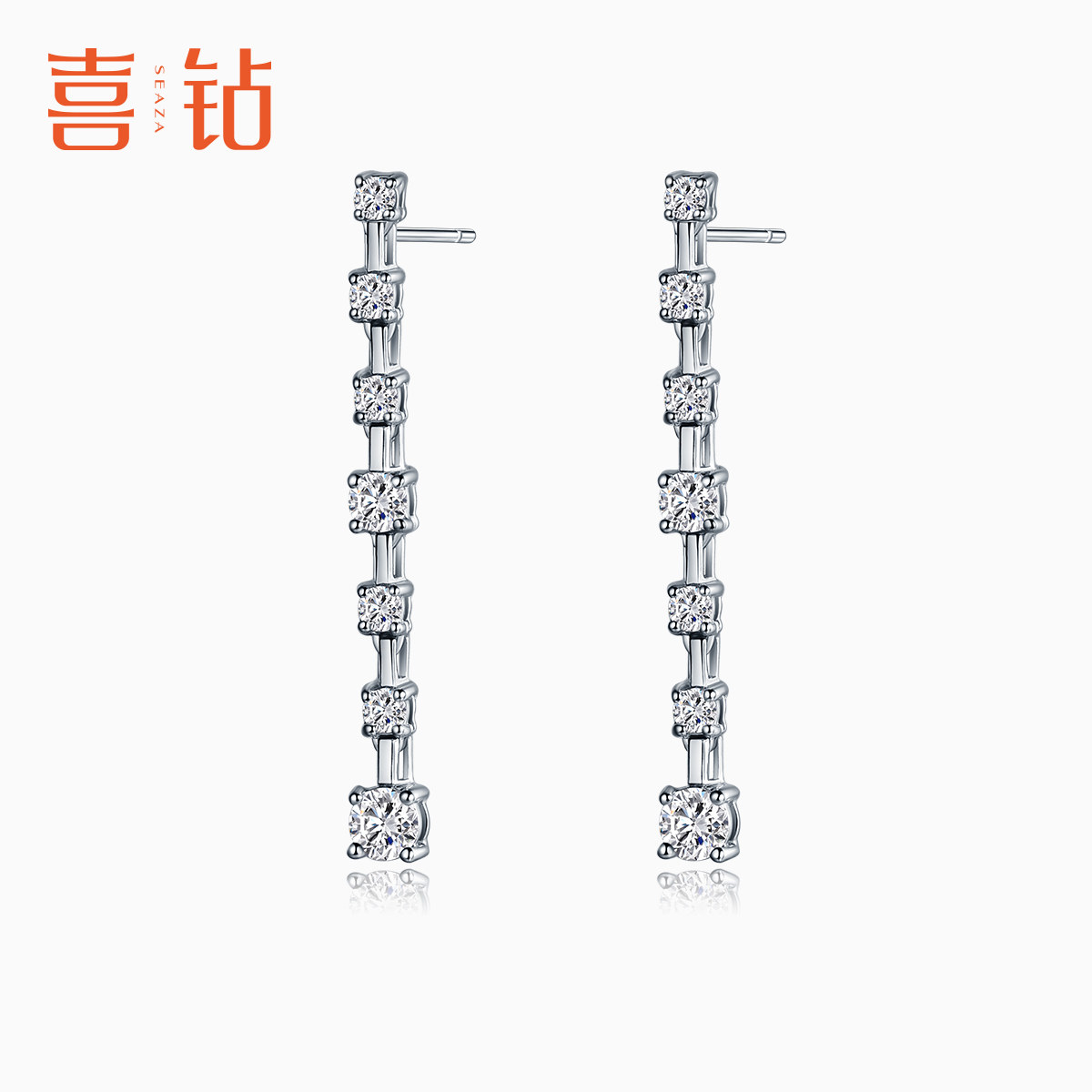 喜钻白18k金钻石豪华群镶满钻耳环 喜钻深圳耳饰