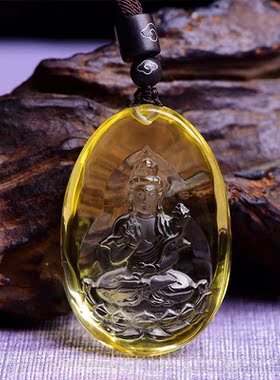 生肖马吊坠守护神佛牌天然黄水晶