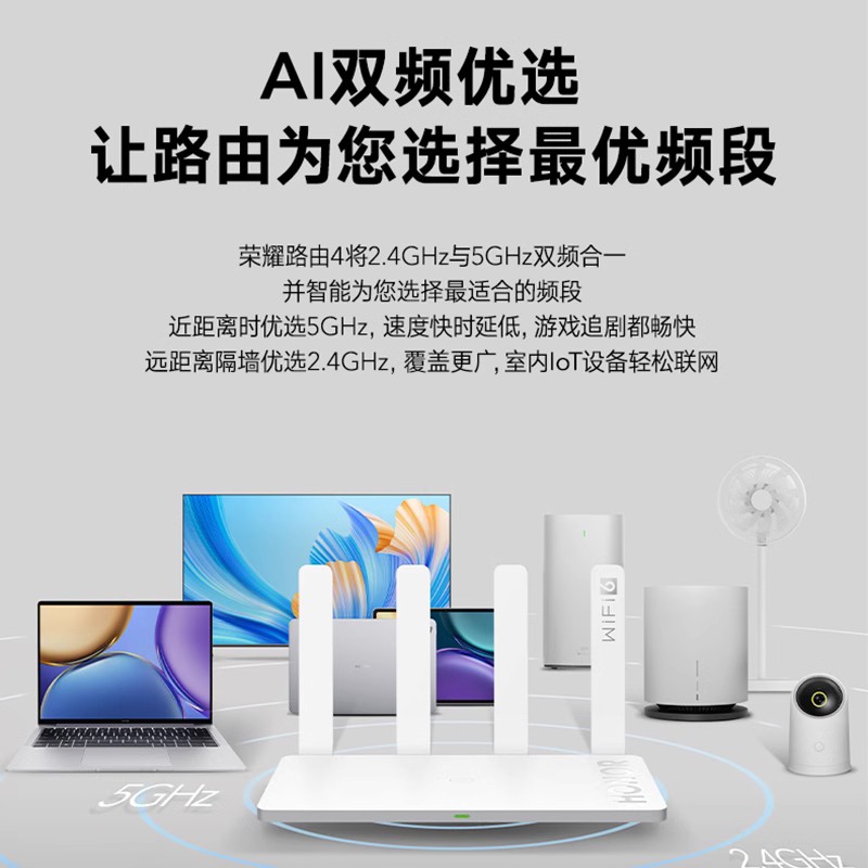 荣耀wifi6千兆路由器3000m端口无线家用高速路由器5G双频智能光纤宽带智能网课手游全新白色穿墙王荣耀路由4 - 图1