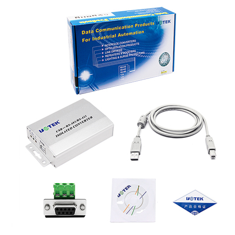 宇泰UT-820E工业级USB转485/422光电隔离转换器防雷无源RS485模块usb转rs485转接隔离9针COM串口转换器RS422 - 图3