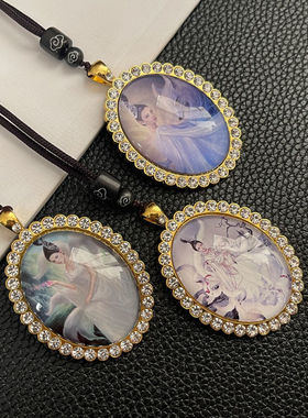 九尾狐狸镶钻檀木项链